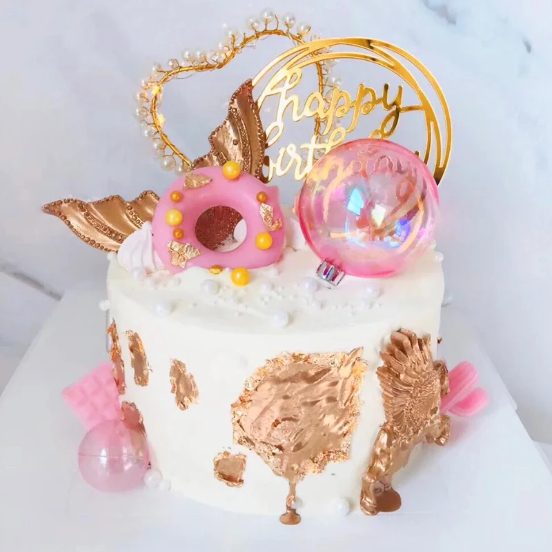 Съедобные хлопья в виде листьев розового золота 3 г КБ для украшения торта