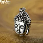 Унисекс Религиозные Подвески в виде головы Будды Uglyless для мужчин женщин мужчин нейтральные буддистские ожерелья без цепочек из тайского серебра 925 пробы P971