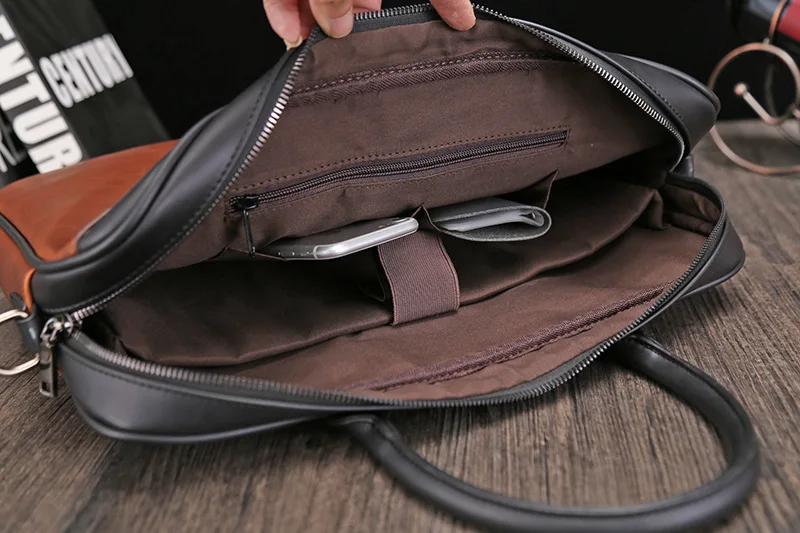 

Korean Fashion Crazy Horse Leather Men Business Briefcase 14" Laptop Bag