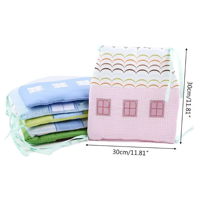 

30x30cm Baby House Shape Bumper Crib Breathable Cotton Liner Pillow Infant Cradle Pad Newborn Cot Safety Sleep Protector Bedding