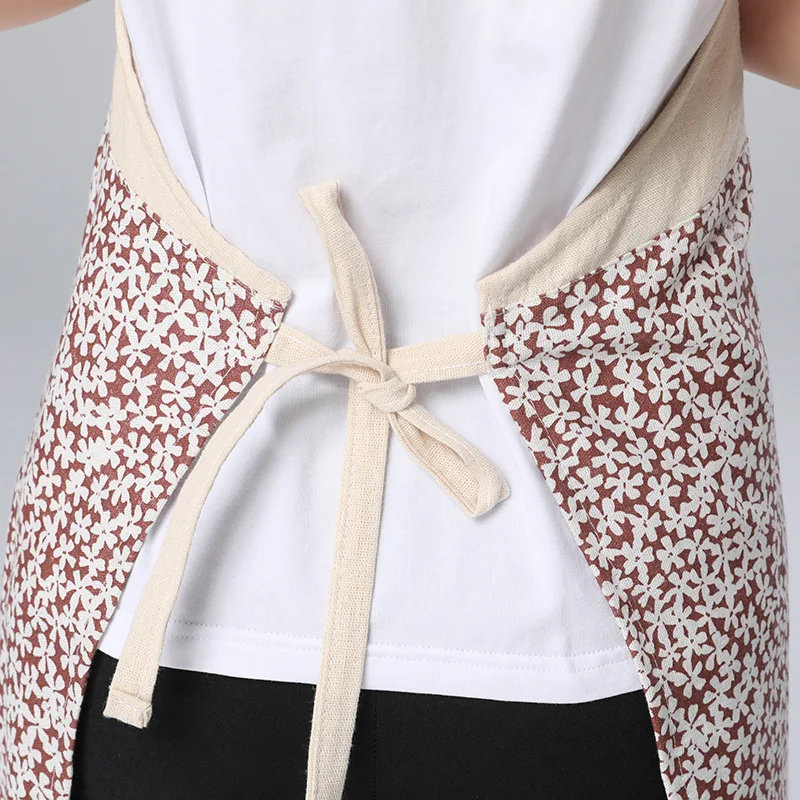 

6Pcs Woman Kitchen Apron for Kitchen Baking Cooking Accessories Household Cleaning for Home Cotton and Linen Hanging Handmade