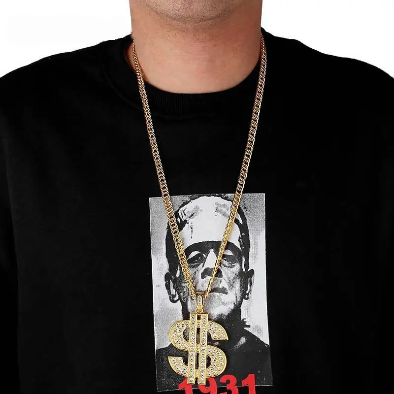 

New Fashion Punk Party Gift Gold Color Link Chain Jewelry US Dollar Pendant Necklaces For Woman Men