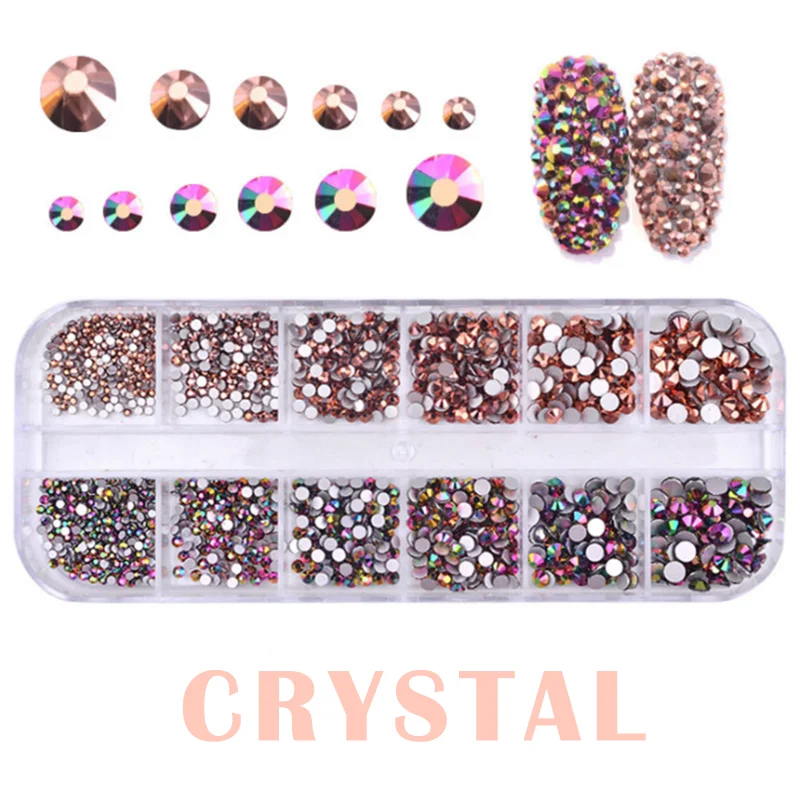 

3Boxes New Hot Sale Rhinestones Nail Decoration Round Colorful Glitters With Hard Case DIY Nail Art Decorations