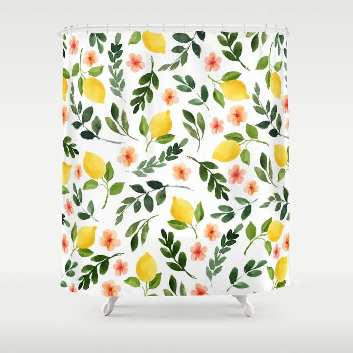 Занавеска для душа в пасторальной лимоновой роще водонепроницаемая