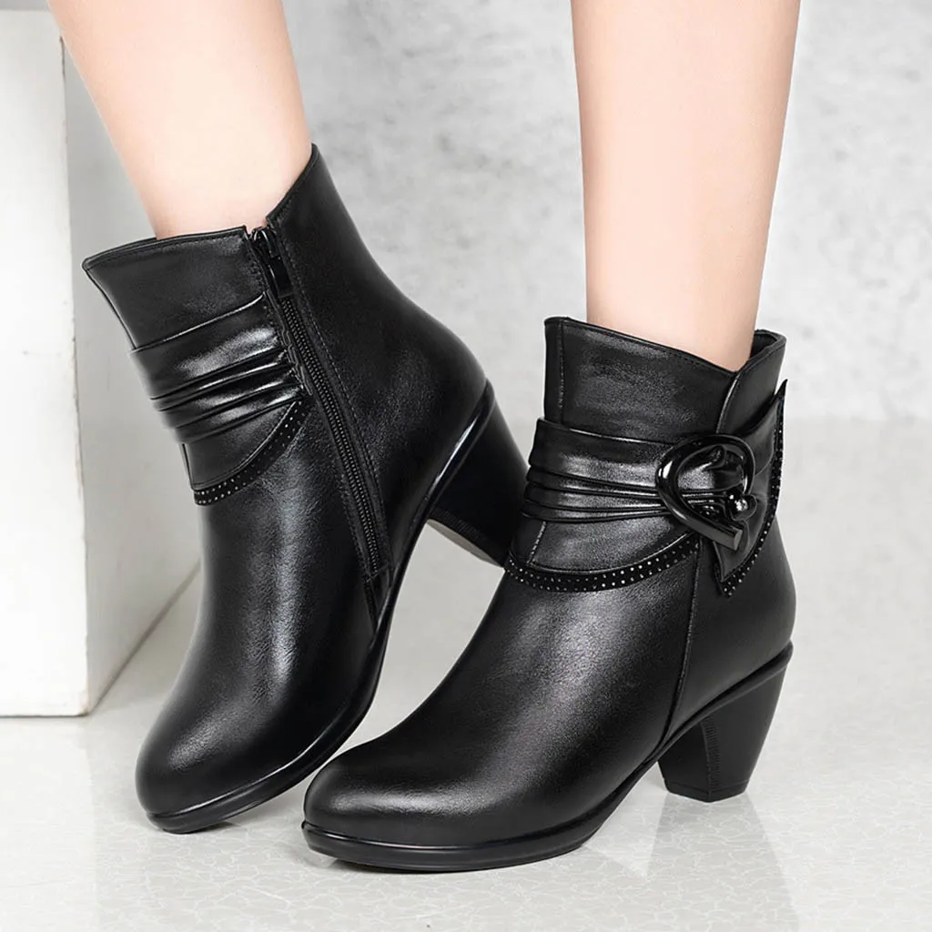 Модные ботильоны для женщин однотонные ботинки на молнии с круглым носком