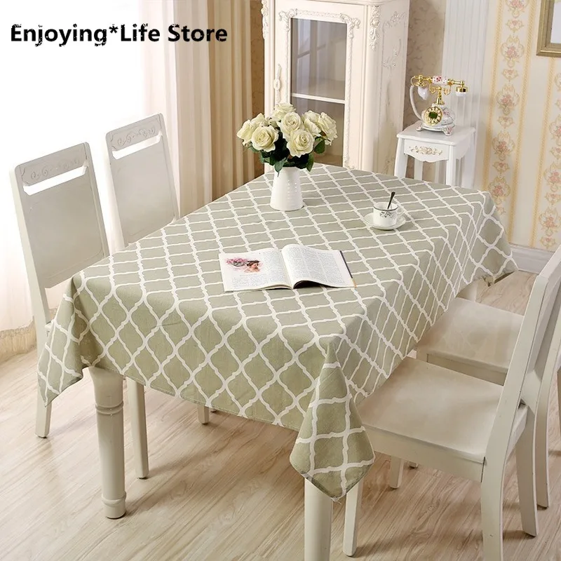 

Cotton Linen Table Cloth for Dining Room Modern Plaid Table Cover for Home Geometric Simple Washable Tablecloth