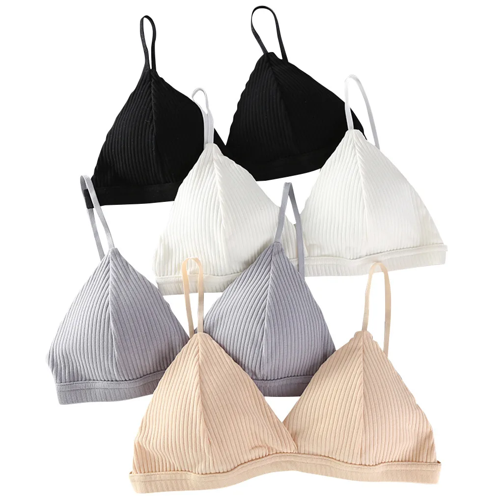 

4PC Female Cup Sexy Bra Threaded Cotton Wipe Women Comfortable Underwear Wirefree Nursing Maternity Bra Clothing Cotton Breast#W