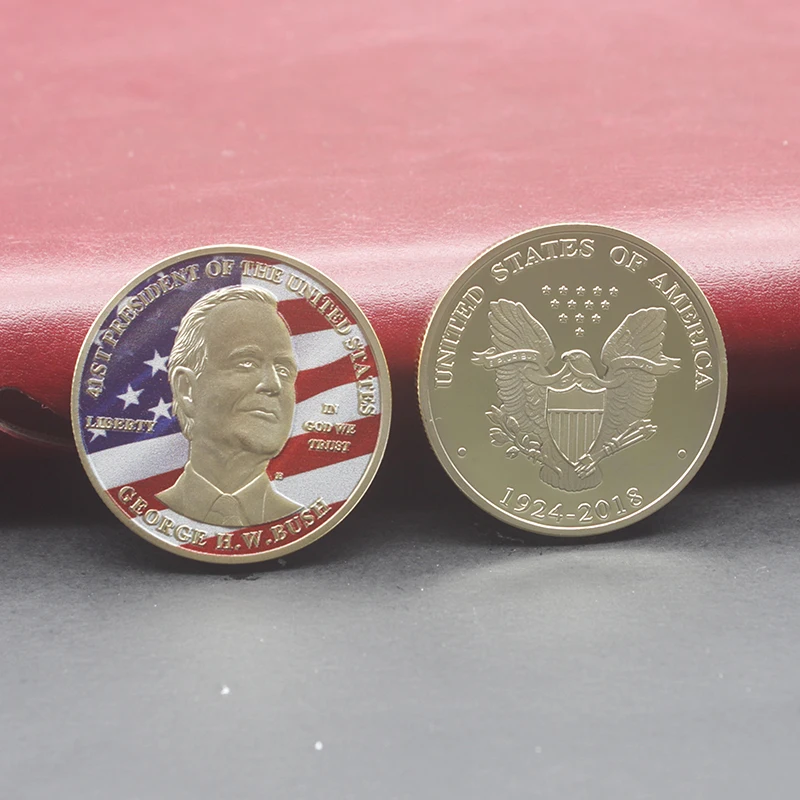 США 41 й президент Challenge Coin Джордж H.W. Буш 1924 2018 памятный коллекционный
