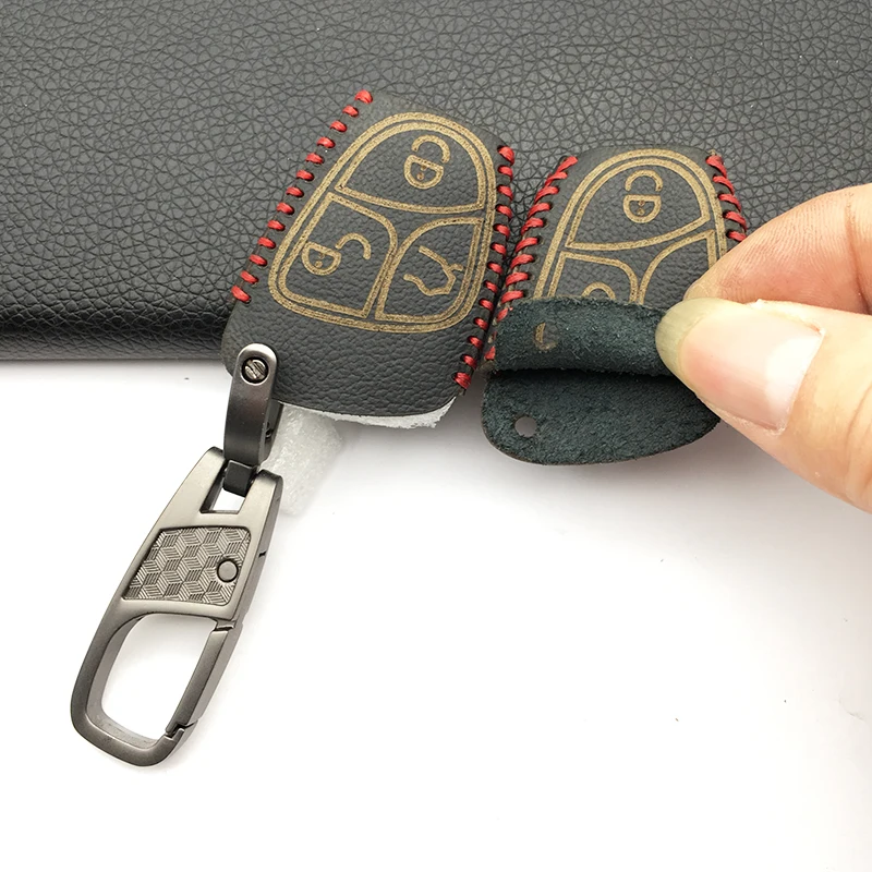

Leather Remote Key Fob Cover Case For Mercedes Benz C B E Class CLS CLK SLK CL / w203 w211 w204 3 Button Protect Shell