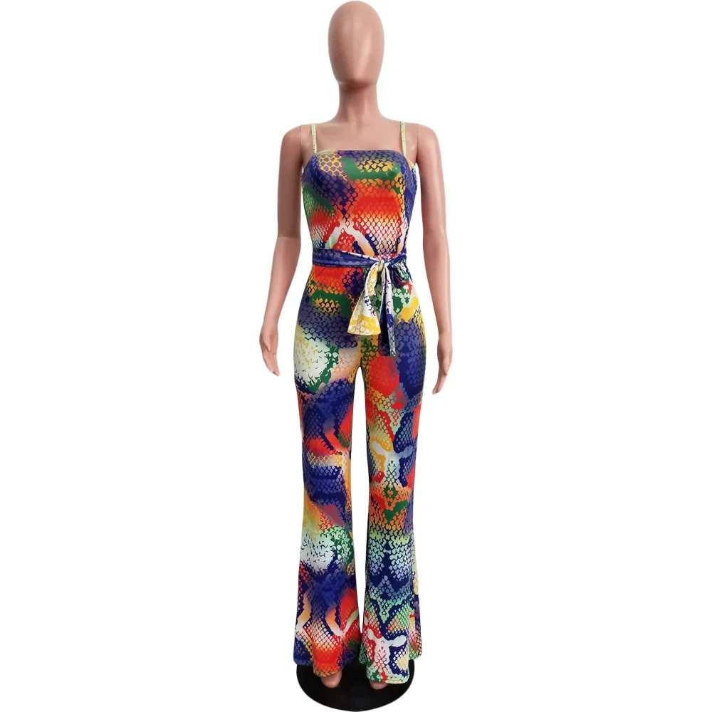 

Donsignet Fashion Women's Jumpsuit New Summer Hot-selling Casual Sexy Off-the-shoulder Hollow Print Bandage Wide-leg Jumpsuit