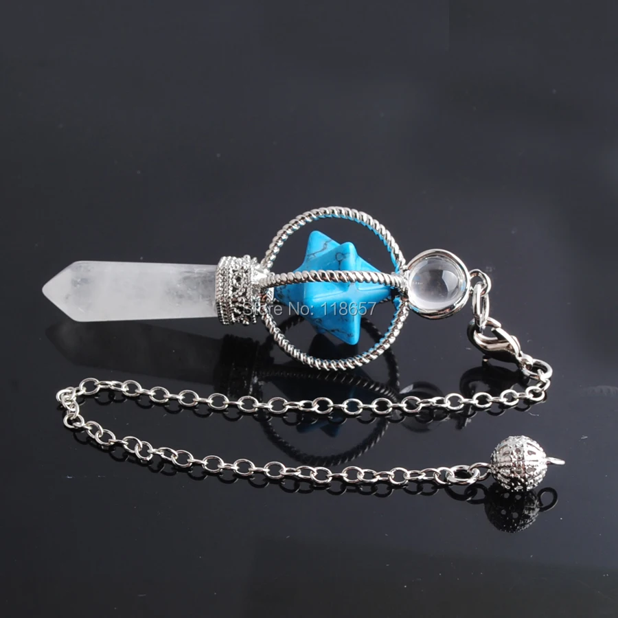 Натуральный камень Буле бирюза Меркаба приданое маятник кварцевый кристалл