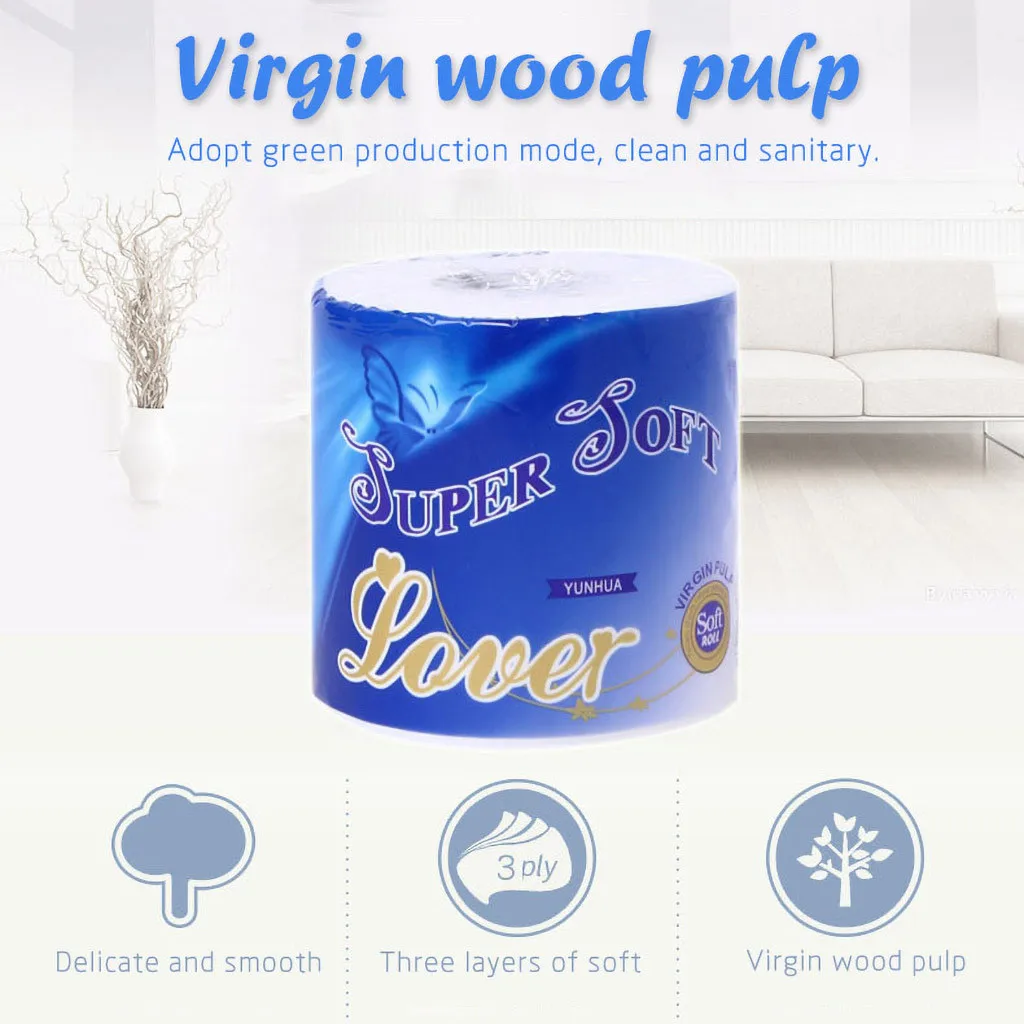 Индивидуальная упаковка белый туалетный рулон туалетной бумаги ткани 3Ply