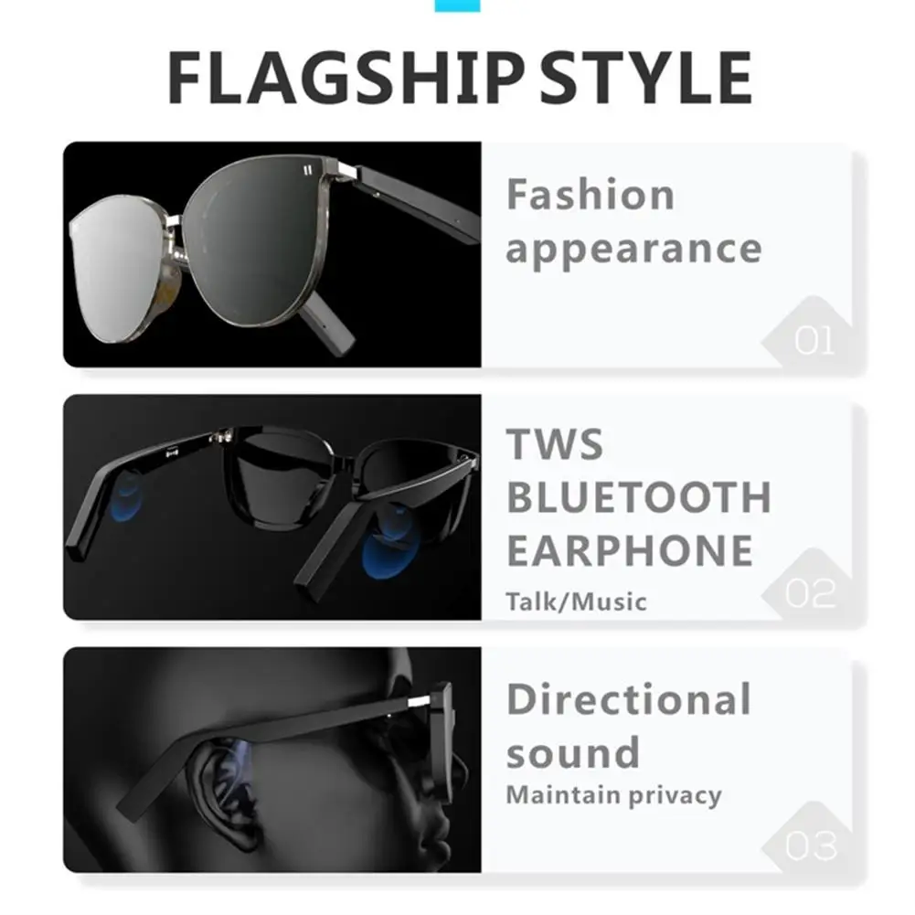저렴한 뼈 전도 블루투스 5.0 스마트 스포츠 선글라스 헤드폰 안경 IP67 방수 무선 헤드셋 이어폰 태양 유리