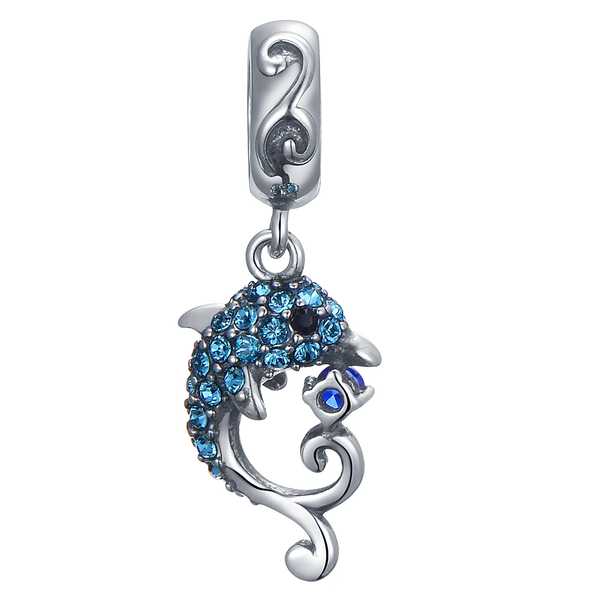 S925 Серебряные Подвески из бисера Голубой дельфин Whit блестящий кулон Fit