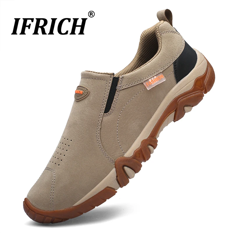 

New Spring Summer Slip on Hiking Shoes Man Mountain Climbing Sneakers Leather Hiking Boots Fitness Walking Shoes Male Trekking