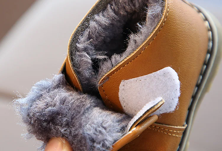 Стелька 13-15 см ботинки для маленьких мальчиков зимняя обувь детей теплые черные