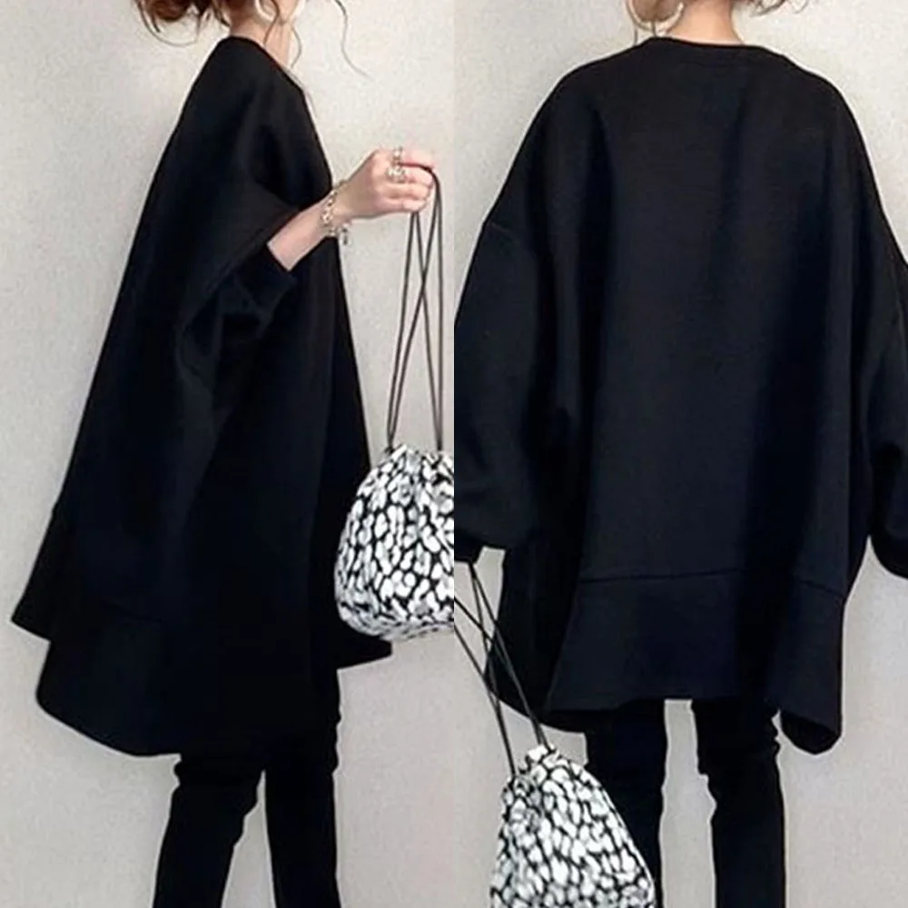 Размера плюс для женщин футболки Осень 2020 новые свободные с длинным рукавом