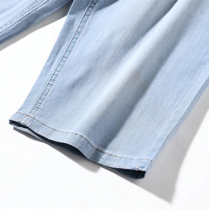 

Light Blue Men'S Slim Denim Shorts 2021 Summer New Business Casual Fashion Loose Jeans Male Stretch Straight Five-Point Pants