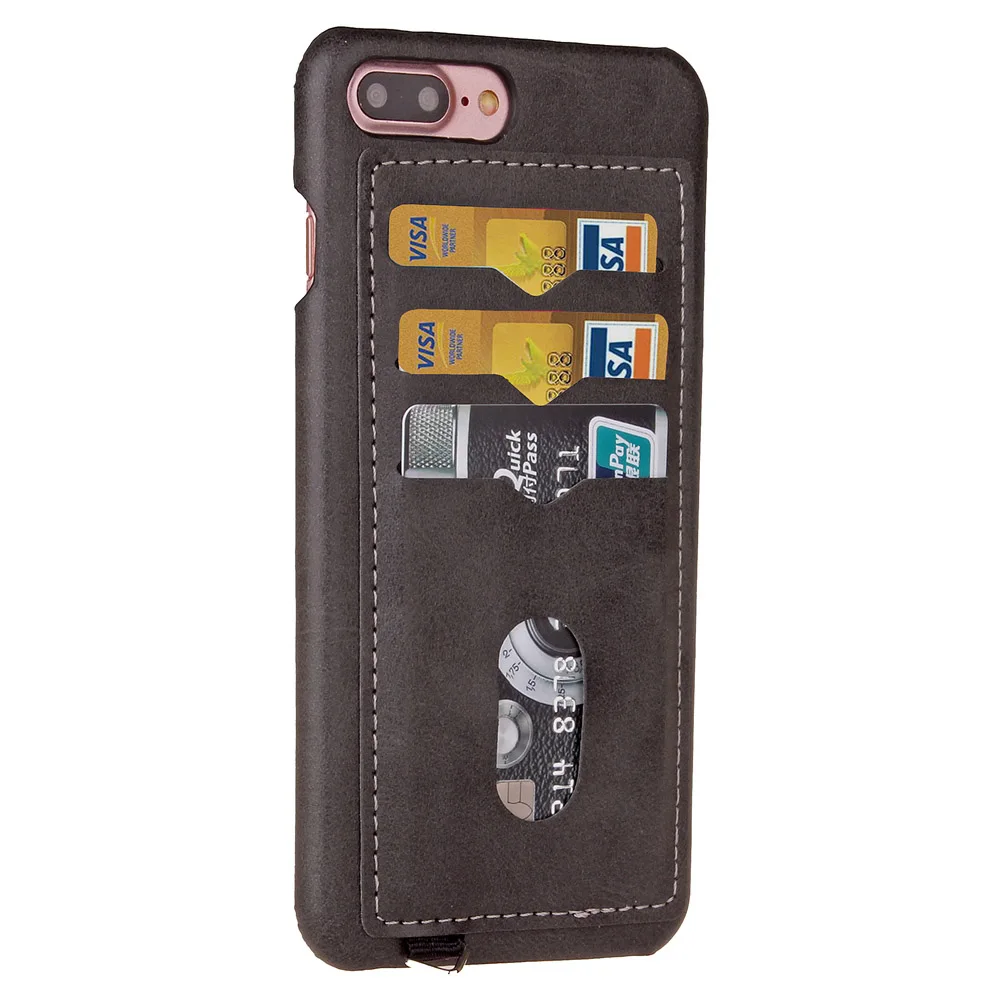 black Противоударный чехол для телефона s для iPhone 5, 5S, SE, 6, 6 S, 7, 8 Plus, X, 10, кожаный держатель для карт, гибридный, полный защитный чехол для iPhone 7, противоударный - Цвет: black