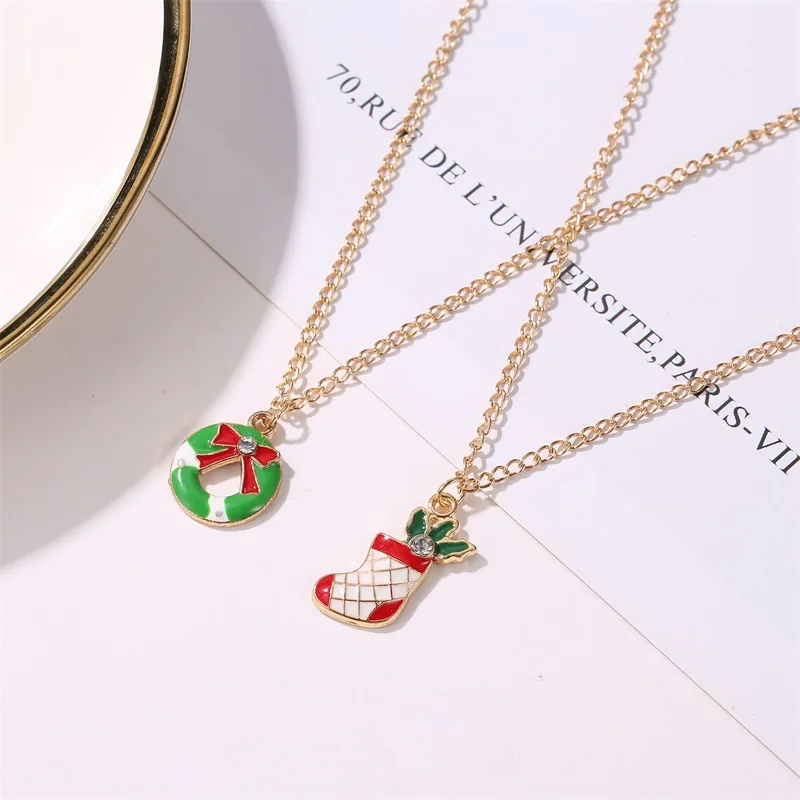 Милое рождественское ожерелье для женщин подвеска пончик в виде дерева девочек