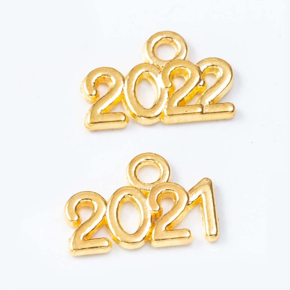 

40pcs 2021 2022 Year Number Charms Pendant 9x14mm Antique Silver Charms for Jewelry Making Components Bracelets Wholesale DIY