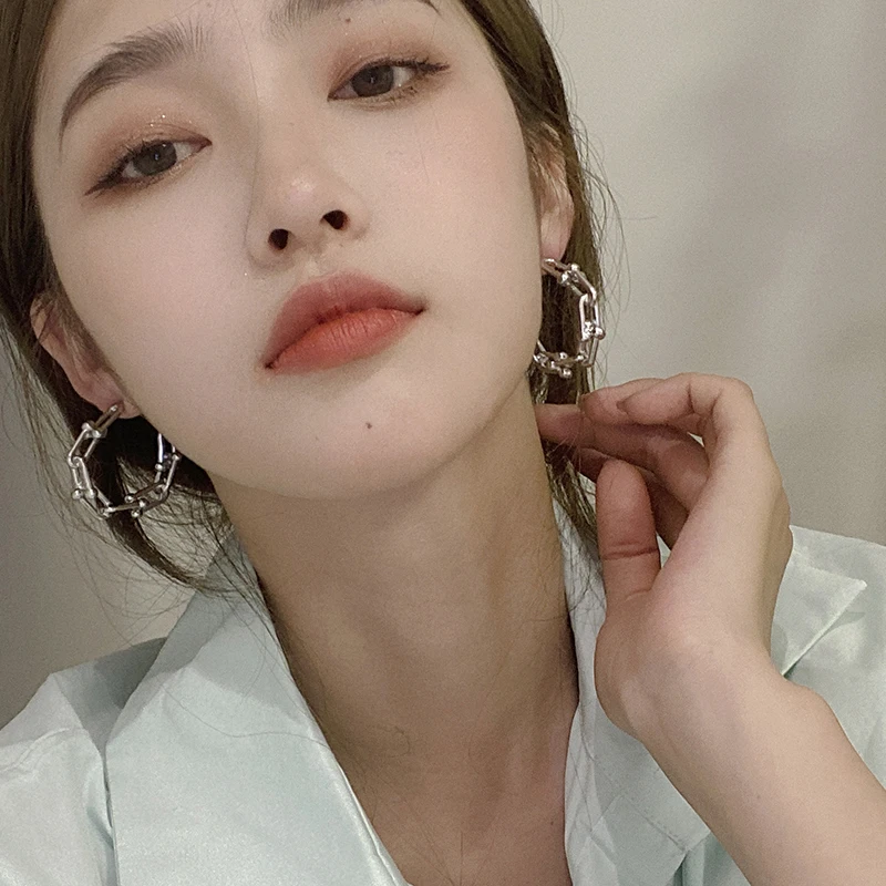 INS крутой стиль металлическая цепочка C образное ушное кольцо для женщин стильные