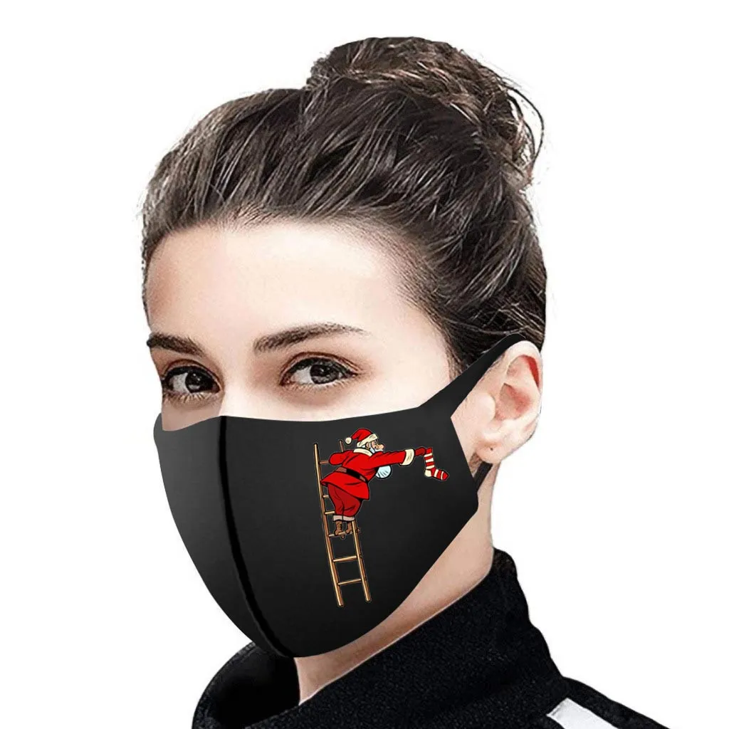 1 шт. Рождественская маска для защиты лица с принтом взрослых моющаяся петлей