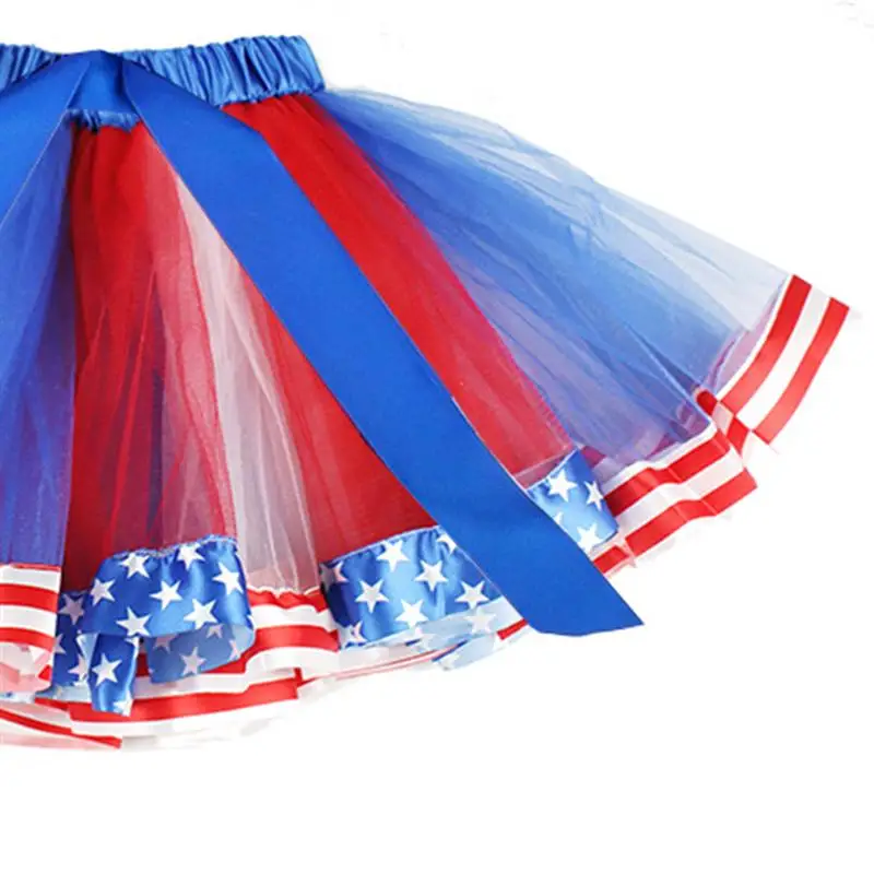 Новинка 2020 года сетчатая юбка с принтом флага для маленьких девочек модные