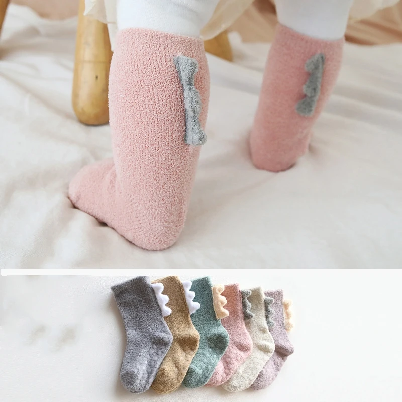 Новинка 2019 плотные однотонные гольфы для девочек детские длинные носки из