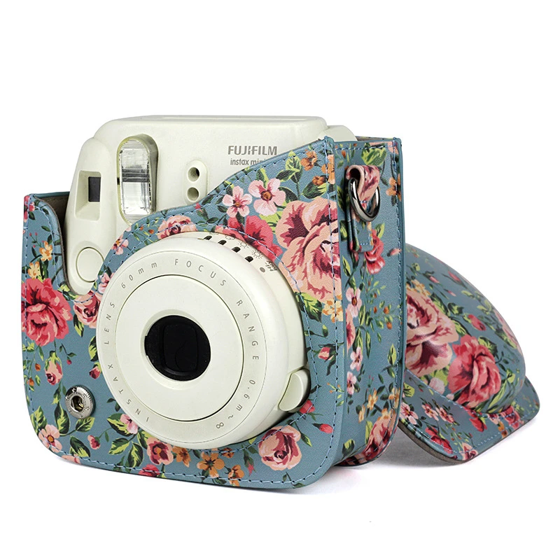 Компактный чехол из искусственной кожи с цветочным рисунком для камеры Fujifilm Instax
