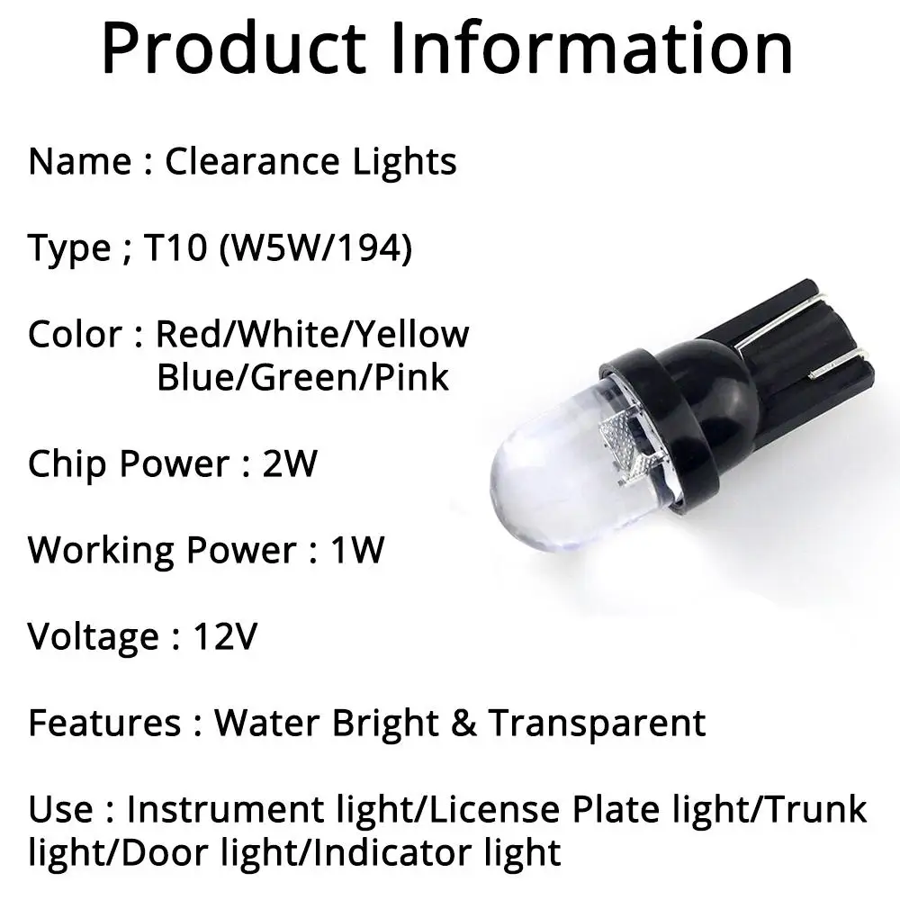 4X Белый красный синий зеленый желтый RGB 168 194 1 Smd авто клиновидный светильник