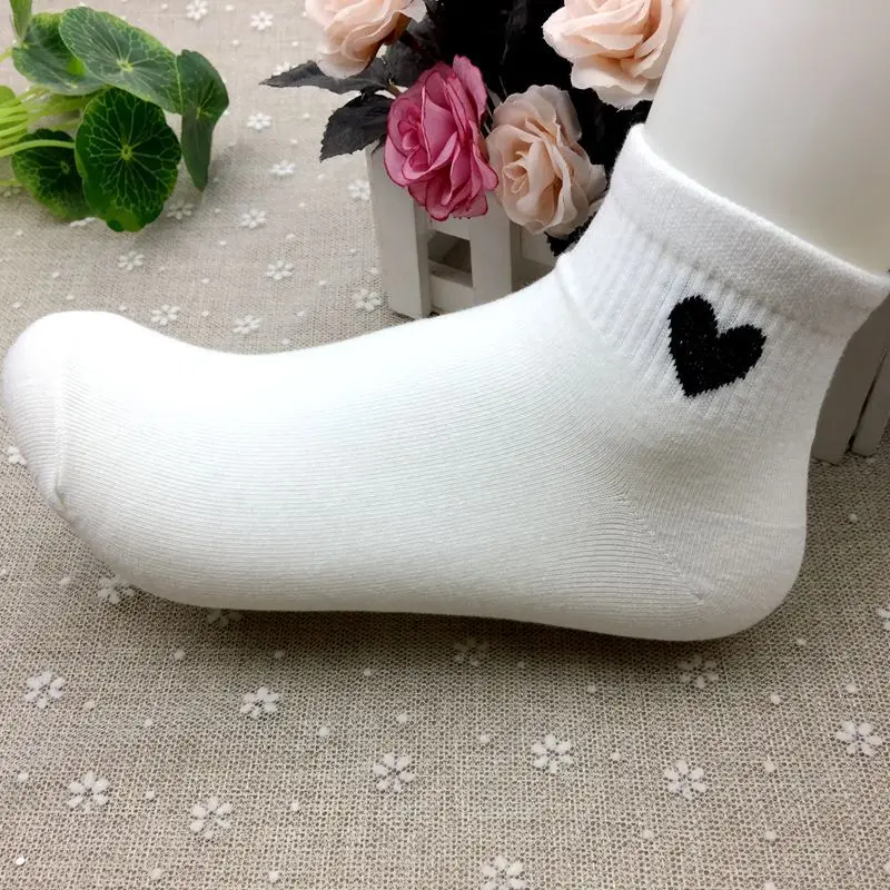 5 пар/компл. носки с красным сердцем удобные хлопковые короткие повседневные kawaii
