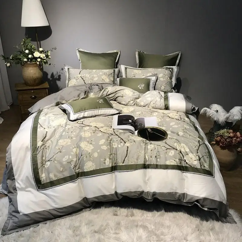 

800TC Egyptian Cotton Bedding set Tribute silky Bed set Queen King size bed sheet Duvet cover set parure de lit ropa de cama