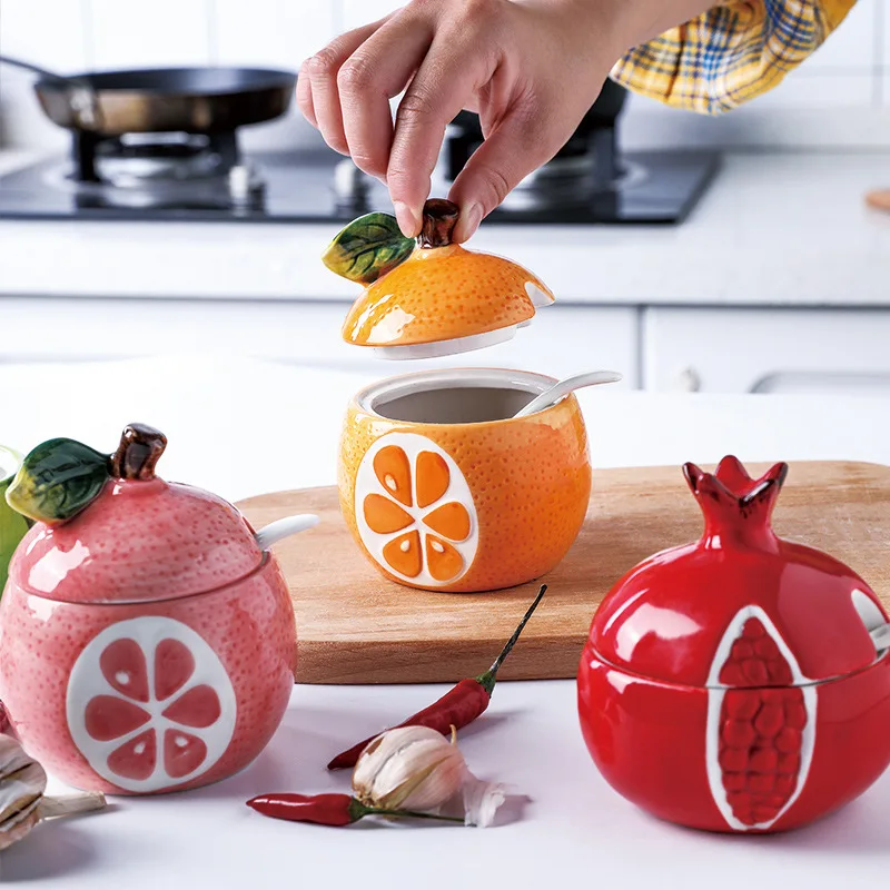 Креативный фруктовый дизайн керамические приправы соль сахар трава приправа