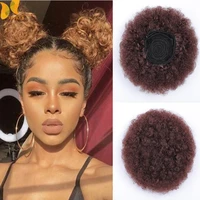xinran synthetic afro puff curly chignon hair accessory with clips in for girl and women elastic afro hair bun hair extension