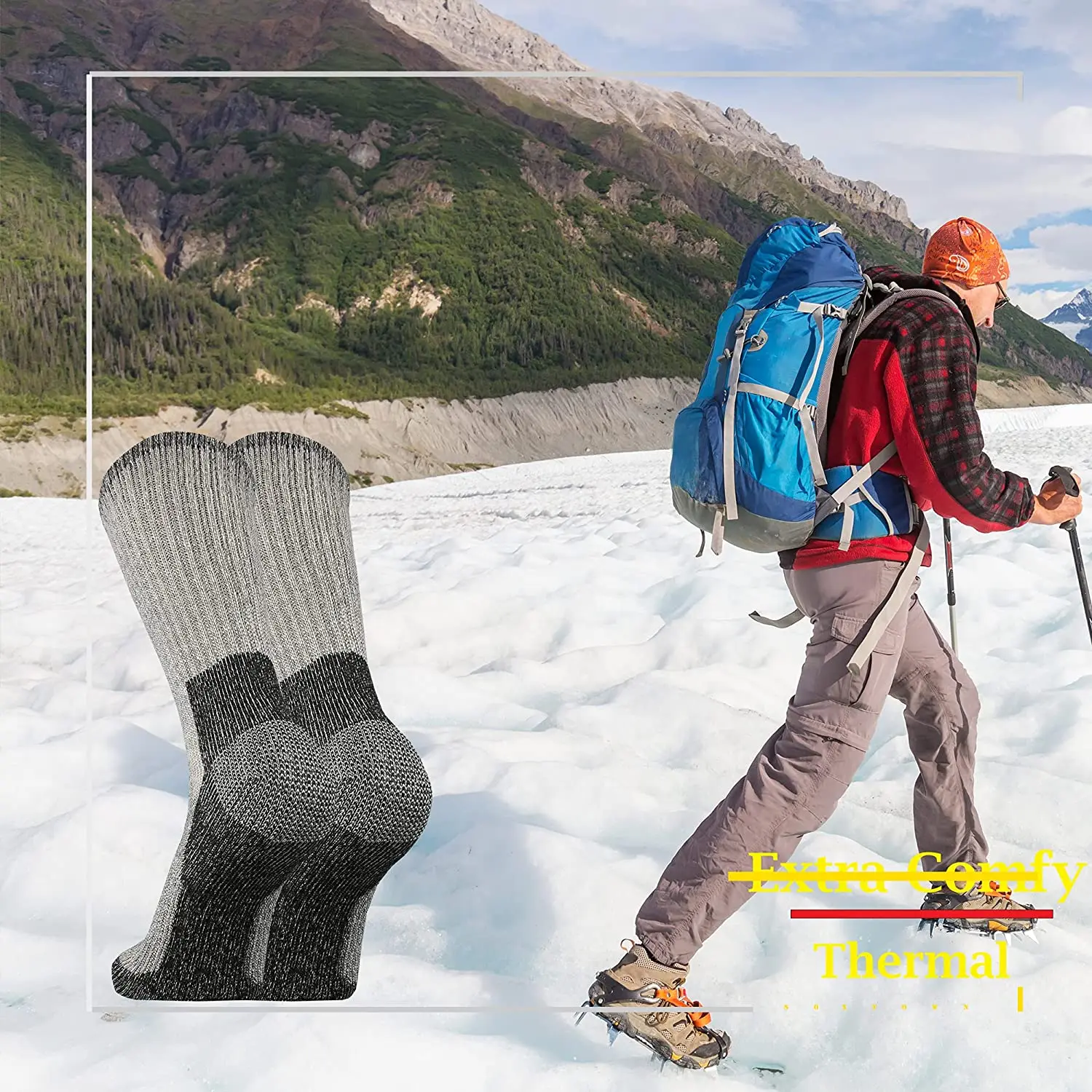 Мужские носки из 80% шерсти мериноса мужские с защитой от запаха для походов