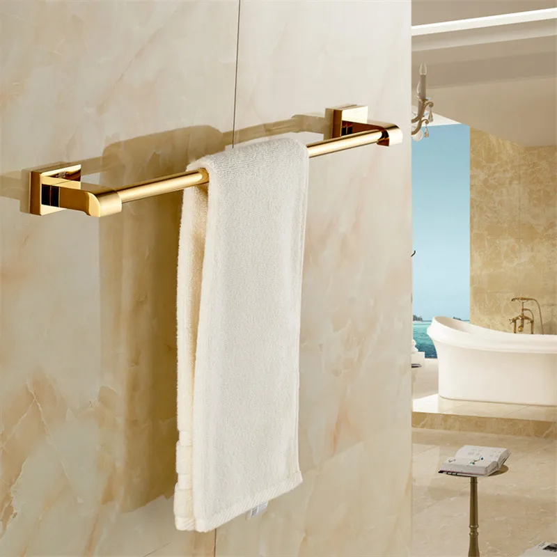 

Bathroom Single towel bar Copper Towel Racks Wall Mounted Bath Towel Holder gold 30-60cm Bathroom Accessories bath hardware