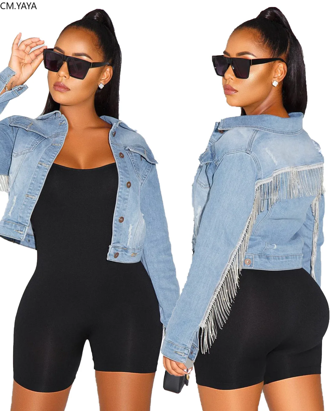 Женская обувь Сезон осень зима с бахромой рукав летучая мышь детские джинсовые