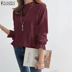 Женская Офисная рубашка с длинным рукавом, с оборками