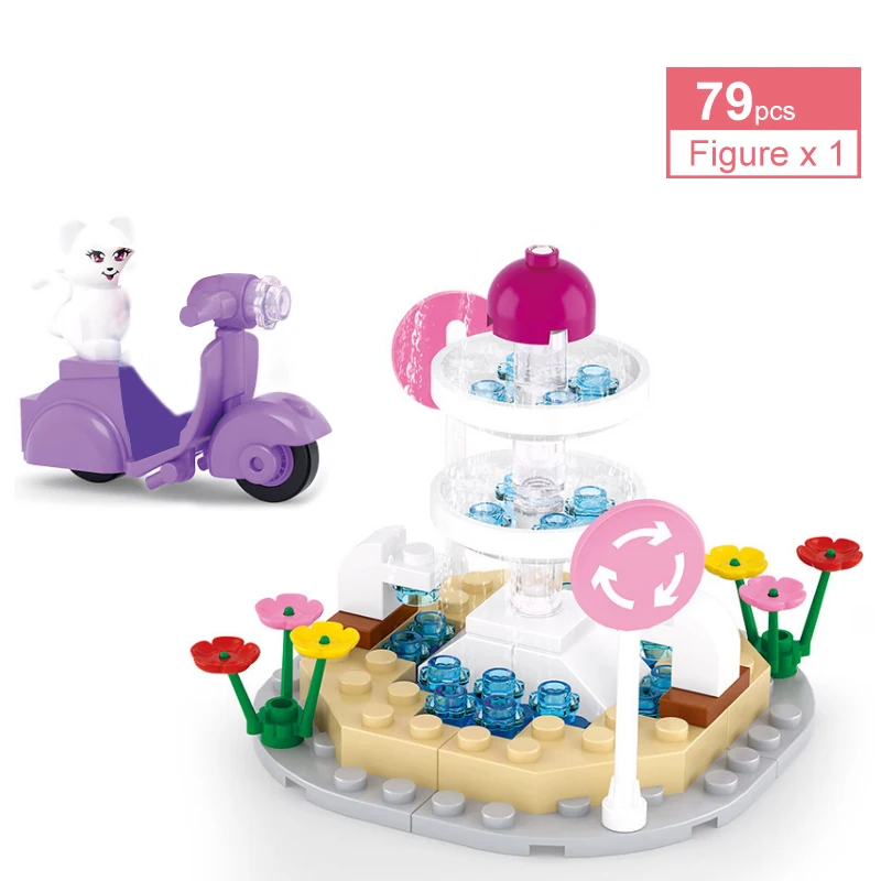 Конструктор розовая девушка мечта фонтан обеденная машина обеденный стол