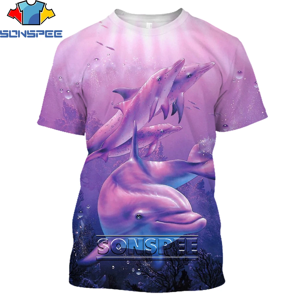 

Мужская футболка SONSPEE с 3D принтом, Милая футболка с животным дельфином, летняя женская модная забавная тонкая футболка с коротким рукавом, Т...