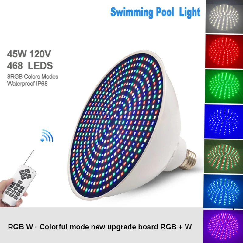 Pool Led Waterproof Led Underwater Lamp Swimming Pool Lighting Fountain Light RGBW Full Color Change Light 45w E27 Bulb Lights