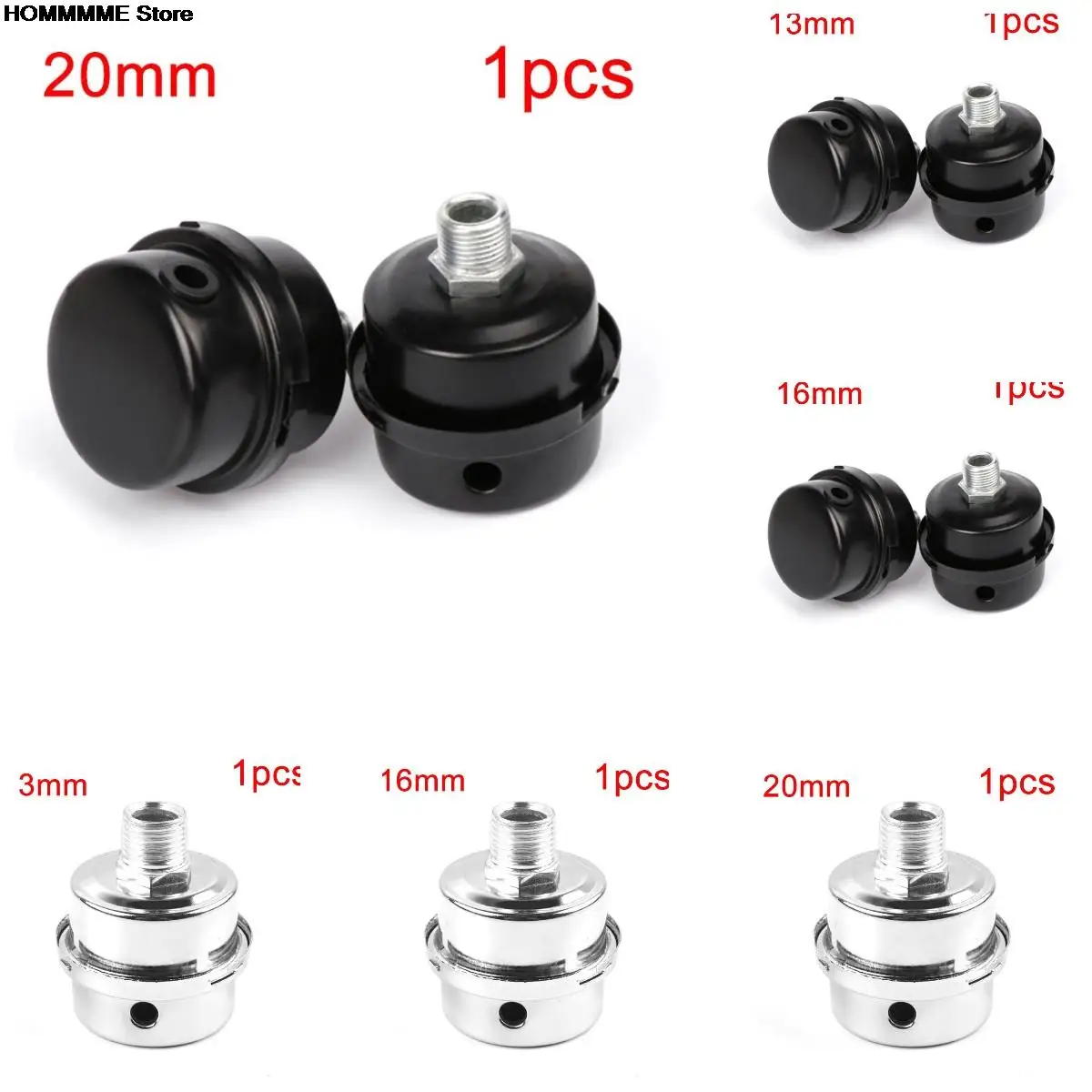 Parts Metal Air Compressor Intake Filter Noise Muffler Silencer Thread Black/silver New Sale