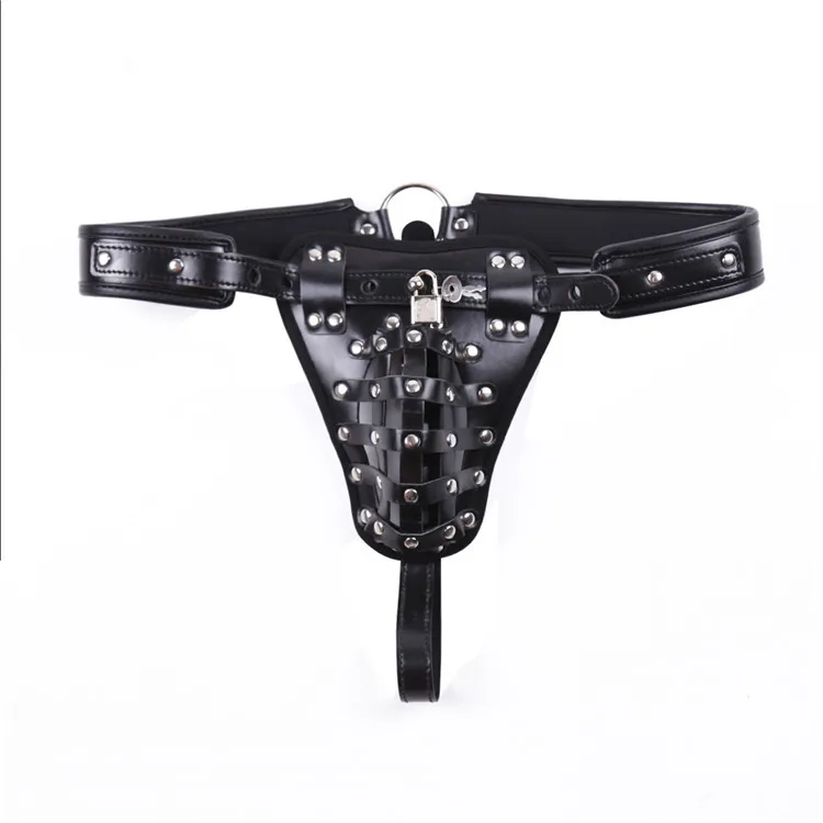 New PU Leather Male Chastity Belt Device Pants Sexy Underwear Lock Adult Erotic Penis Cage Rings Bondage Cock | Красота и здоровье