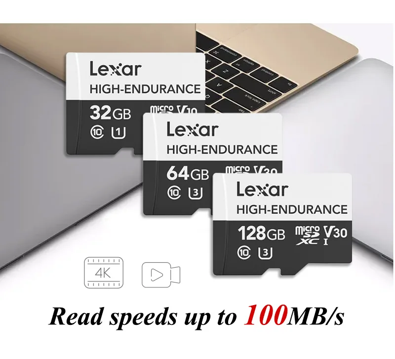 Lexar высокая выносливость Памяти высокоскоростная карта 100 МБ/с. 64 Гб 128 V30 UHS-I U3 класса 10 32GB U1 V10 Microsd карты