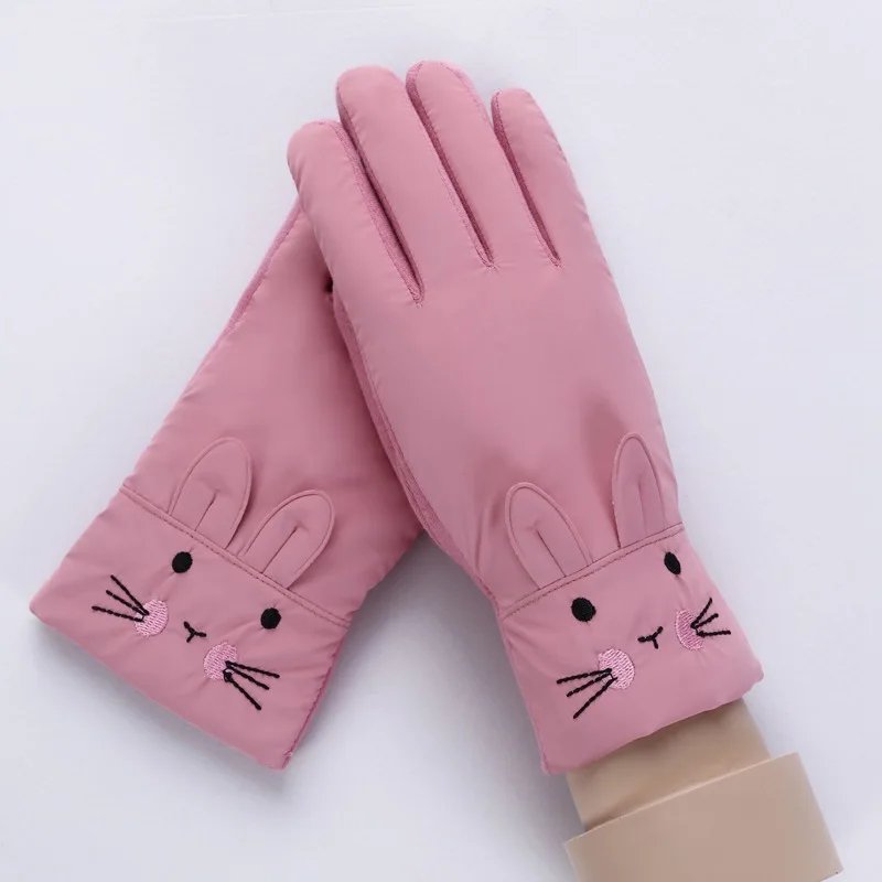 Водонепроницаемые ветрозащитные перчатки с мультяшным кроликом для детей 8-14 лет