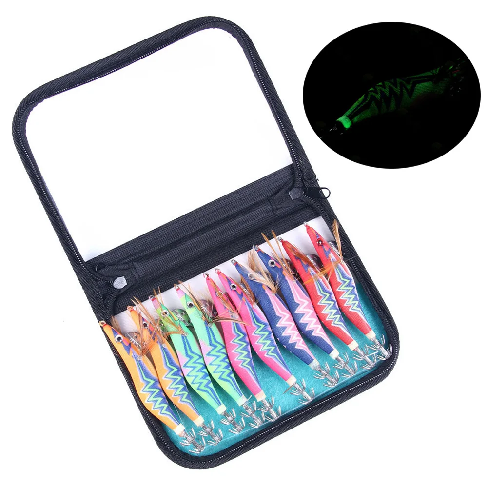 

10pcs Fishing Lures 10.5/11/14CM Luminous Bionic Fake Bait Hard Baits Fishing Lures Shrimp Squid Jigs Hook Pesca Fish Tackle