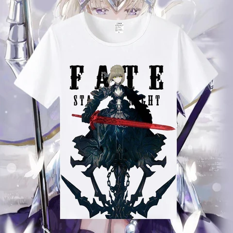 Футболка Fate Grand Order, летняя футболка с рисунком из аниме Fate Stay Night аквариума, Джоан из дуги, мультяшный топ с графическим рисунком