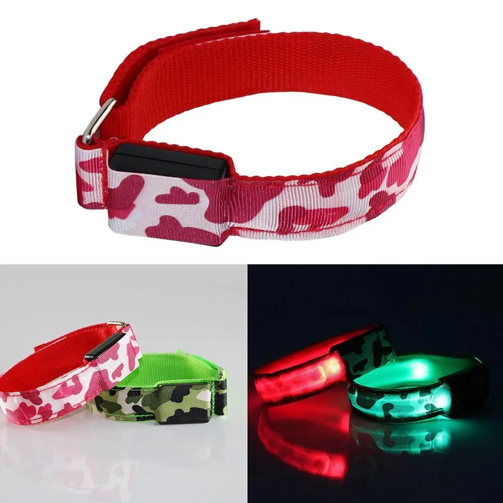 

Outdoor Camouflage LED Luminous Arm Belt Sports Cycling Arm Safety Luminous Belt Running Warning Flashing Mountaineering O4P8