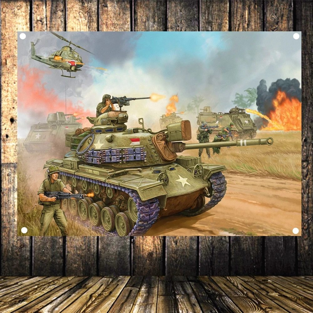 

WW2 GER Tank Panzer Military Victory Posters Senior Art Waterproof Cloth Flag Banner Tapestry Mural Vintage Decor Upholstery